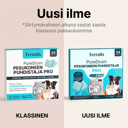 Terralis PureDrum Ultra pesukoneen puhdistaja eläinkarvoja vastaan, 24 tablettia
