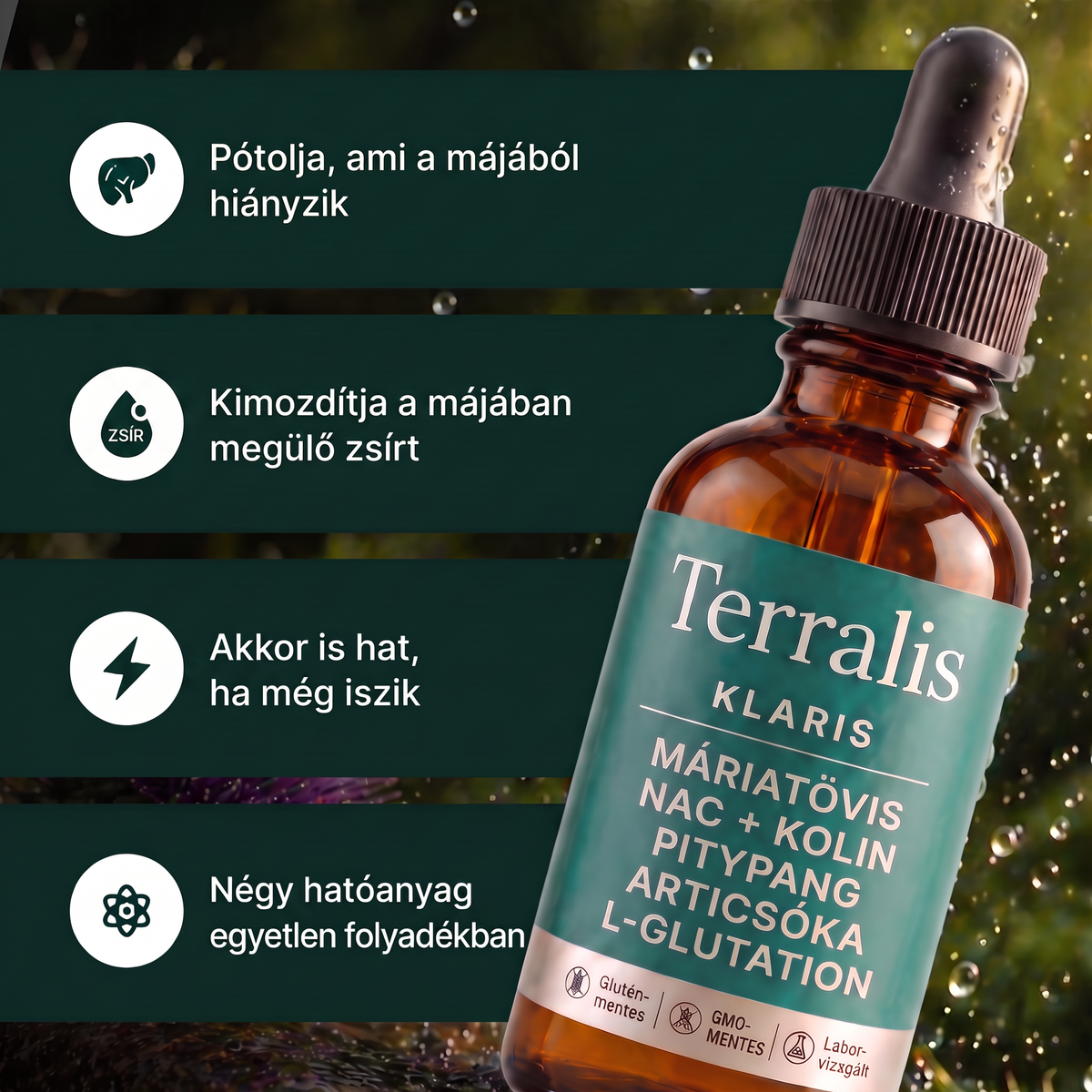 A Klaris formula négy hatóanyaga egyetlen folyadékban
