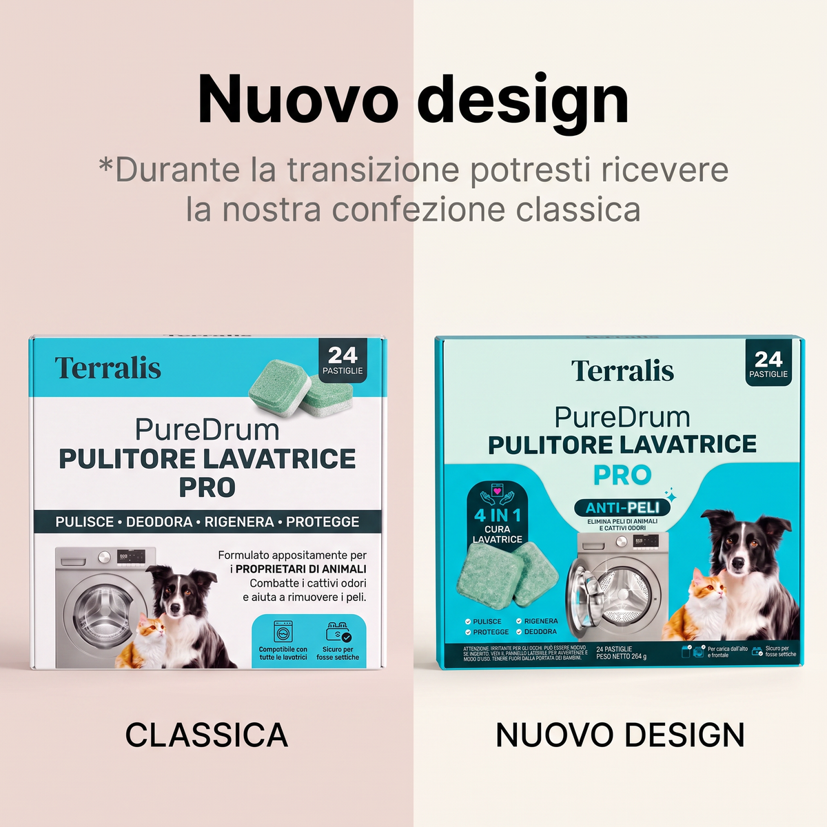Terralis PureDrum Ultra pulitore lavatrice anti-peli, 24 pastiglie