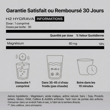 Épuisé(e) toute la journée, vous vieillissez plus vite que vous ne le devriez ? L'Hydrava H2 protège vos cellules de l'intérieur.