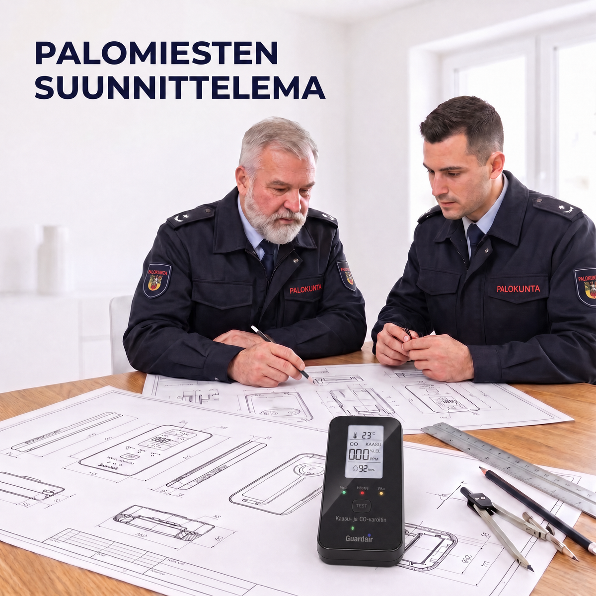 Palomiesten kokemuksella suunniteltu: Guardair-varoitin teknisissä piirroksissa