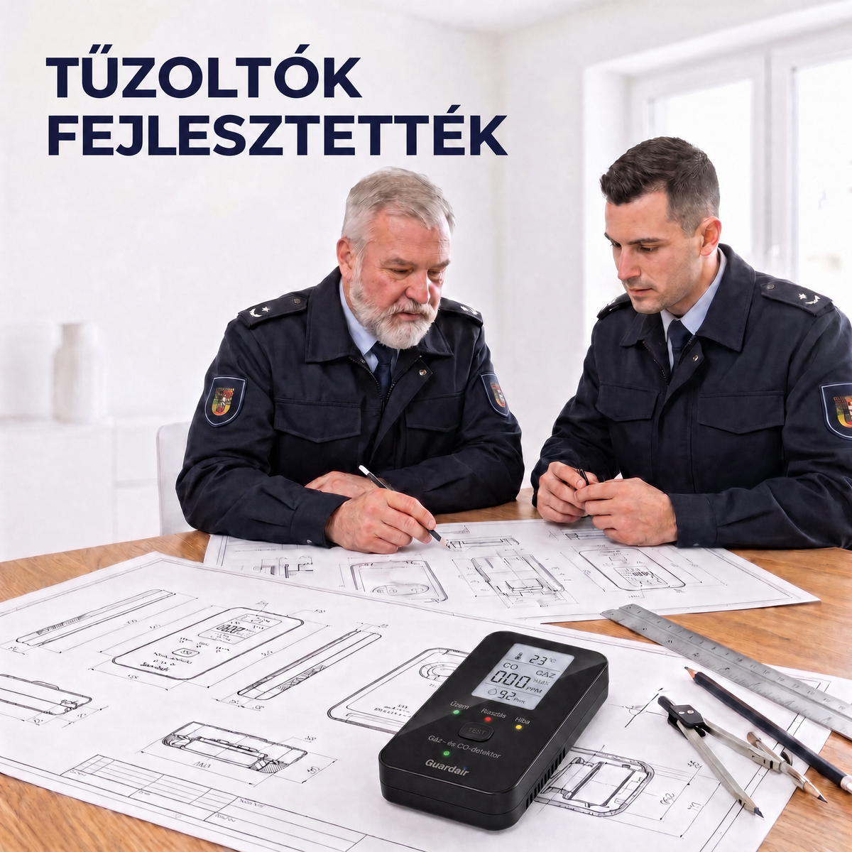 Tűzoltók tapasztalatából tervezve: a Guardair detektor műszaki tervrajzokon