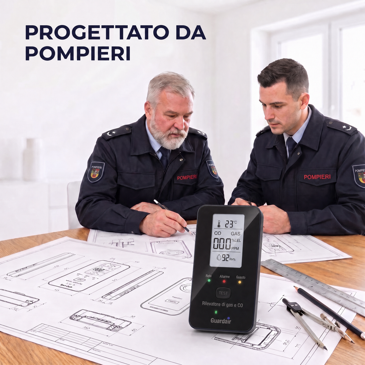 Guardair rileva monossido di carbonio, gas naturale e propano