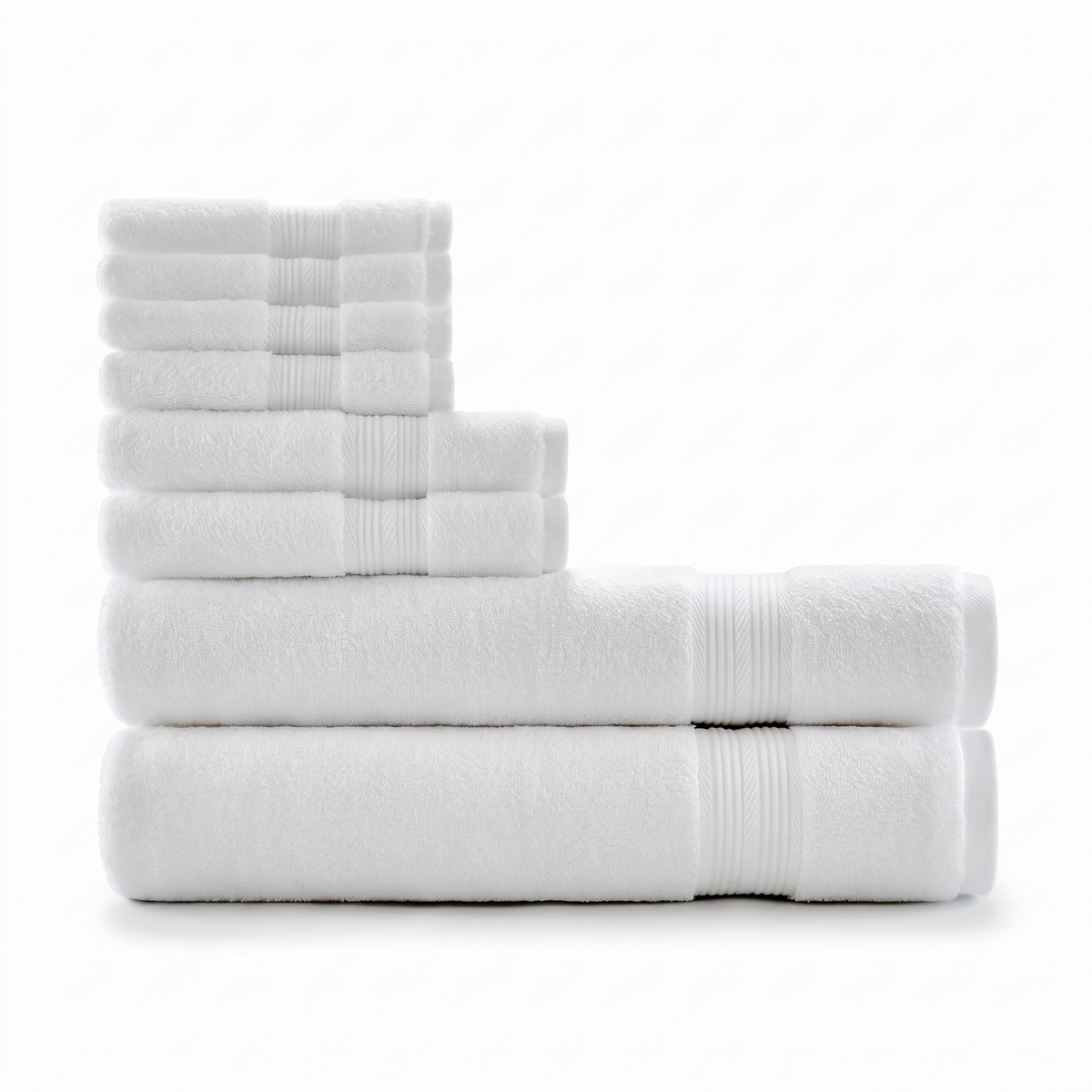Softloom handdoekenset van 8 stuks in katoen, kleur wolkwit