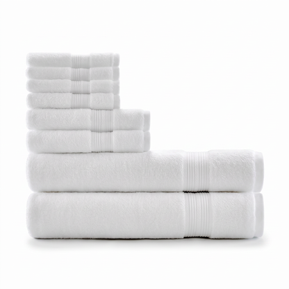 Softloom handdoekenset van 8 stuks in katoen, kleur wolkwit
