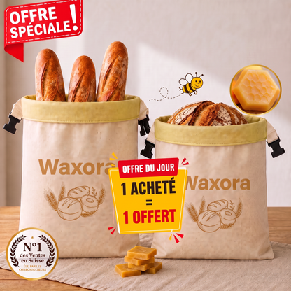 Sac à pain Waxora en coton et cire d'abeille, offre spéciale