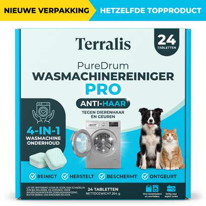 Terralis PureDrum Pro wasmachinereiniger tegen dierenhaar, 24 tabletten