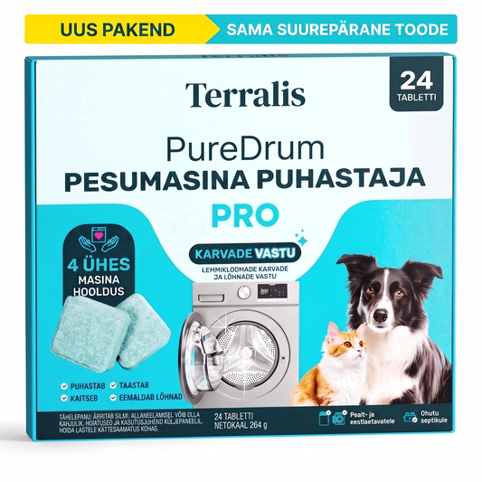 Terralis PureDrum Pro pesumasina puhastaja karvade vastu, 24 tabletti
