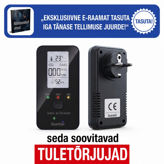 Guardair andur seinapistikus, näitab gaasinäite reaalajas
