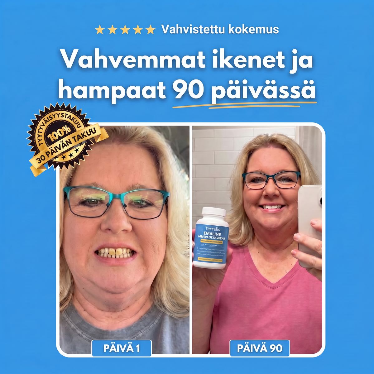 Tulos ennen ja jälkeen Emalinen käytön