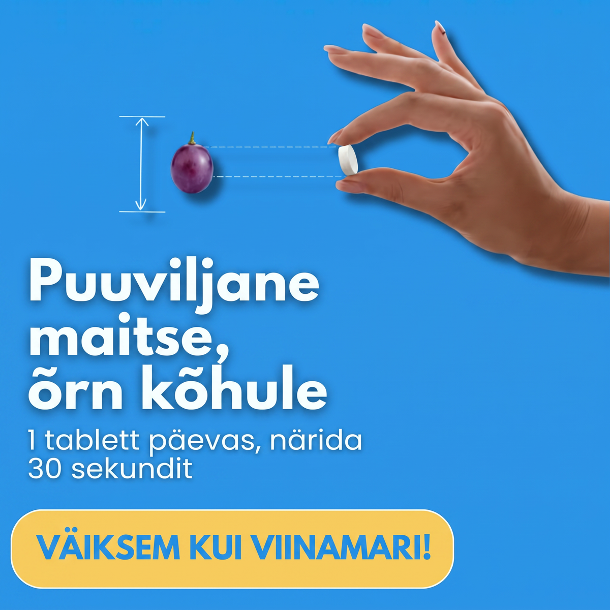 Emaline närimistableti tegelik suurus