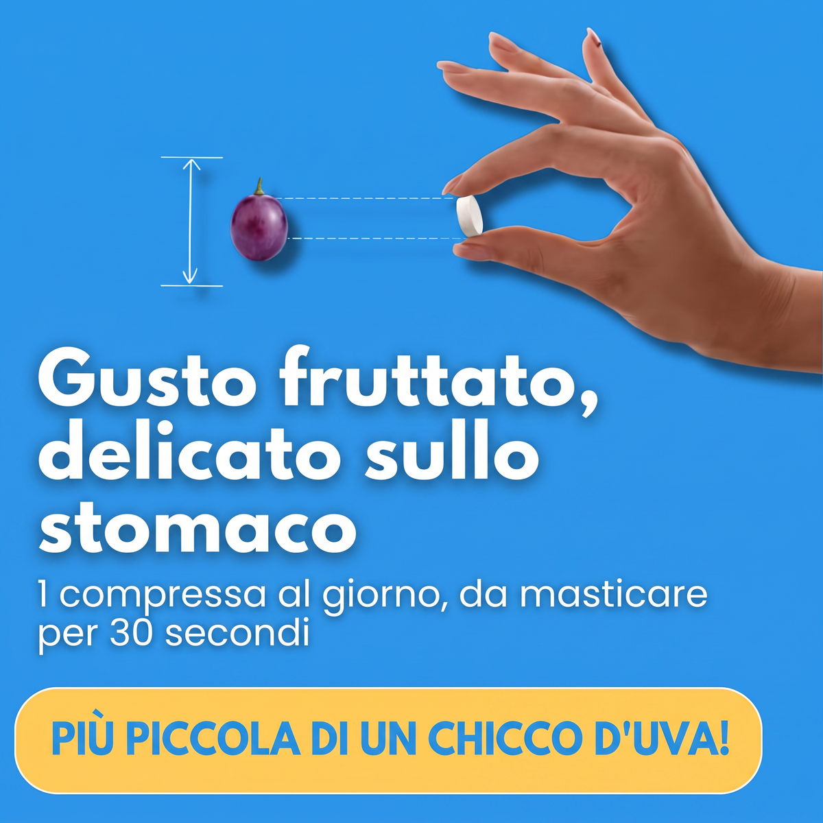 Dimensione reale della compressa masticabile Emaline