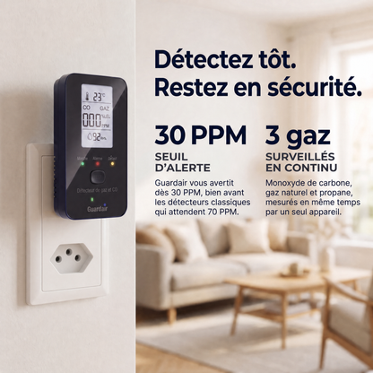 Installation sans outil : on branche le Guardair et la calibration prend 200 secondes