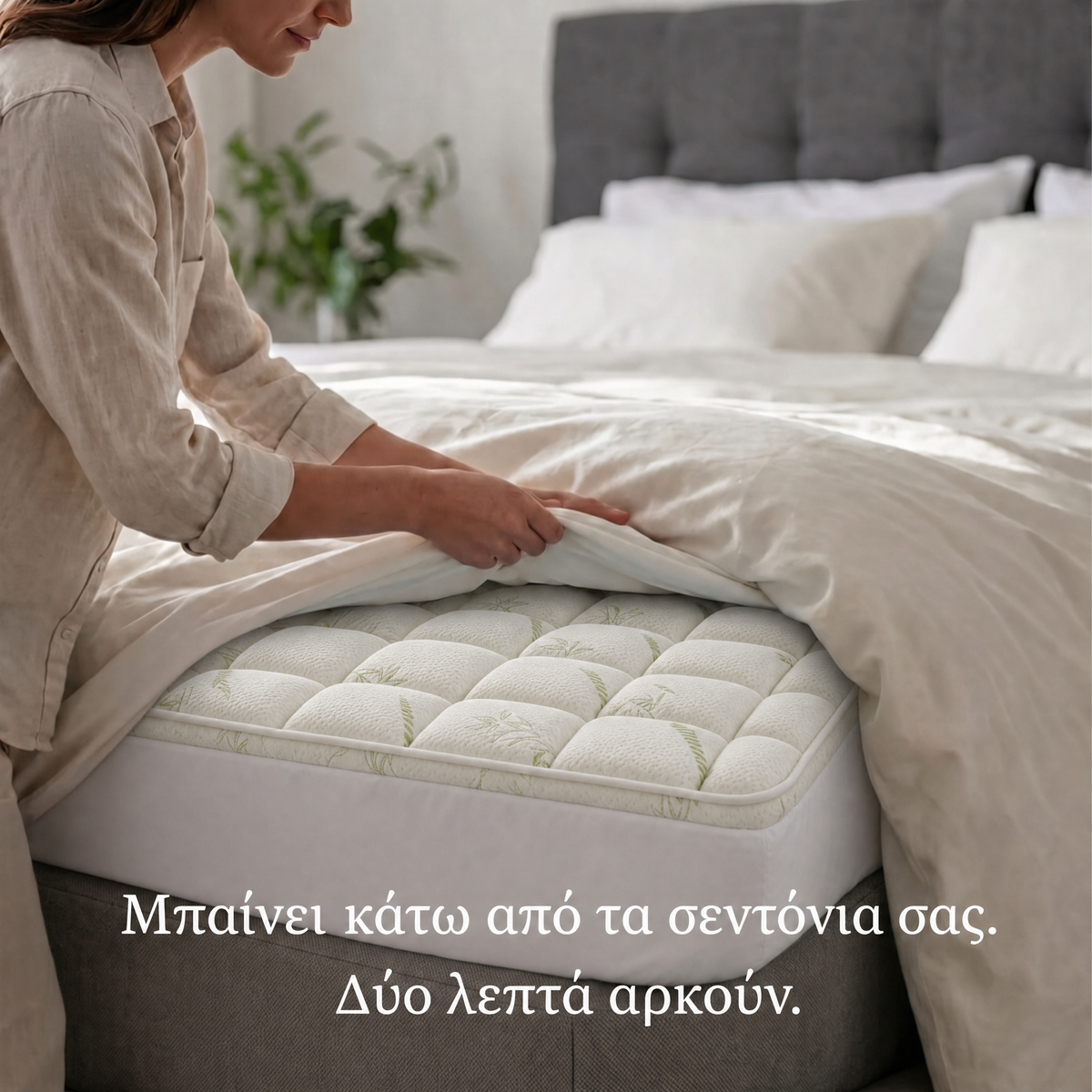 Το Kumora τοποθετείται κάτω από τα σεντόνια σας σε δευτερόλεπτα
