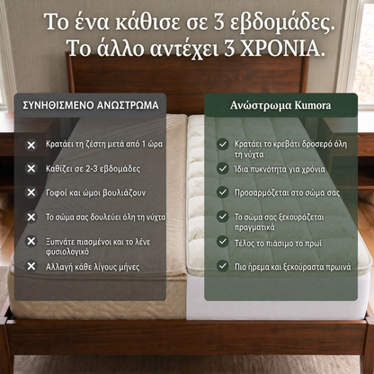 Σύγκριση ανάμεσα σε ένα συνηθισμένο στρώμα και το Kumora
