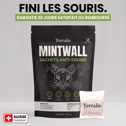 Sachets anti-souris Mintwall de Terralis, sachet écru et sac noir de 12 sachets