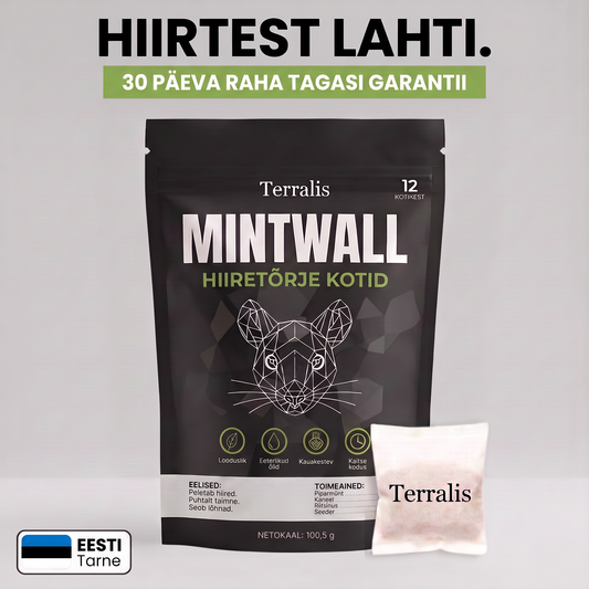 Terralis Mintwall hiiretõrje kotid, kreemikas kotike ja must 12 kotikesega pakend
