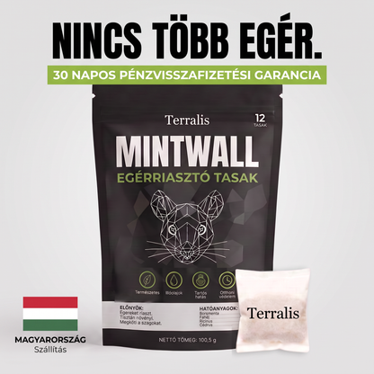 Mintwall egérriasztó tasakok a Terralistól, krémszínű tasak és fekete, 12 tasakos csomag